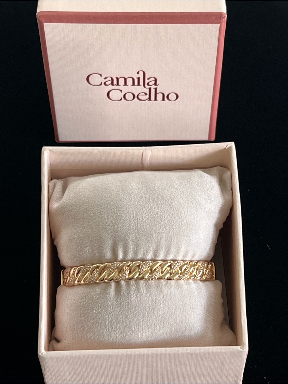 Camila Coelho Gold Tone Crystal Bangle Bracelet NIB